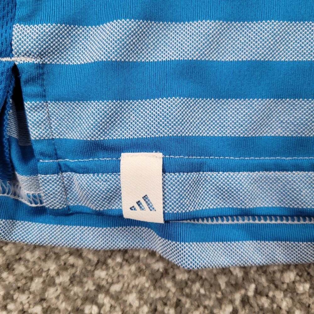 Adidas Golf Climacool Mens 2XL Polo Shirt Blue Aqua Striped Performance Short Sl